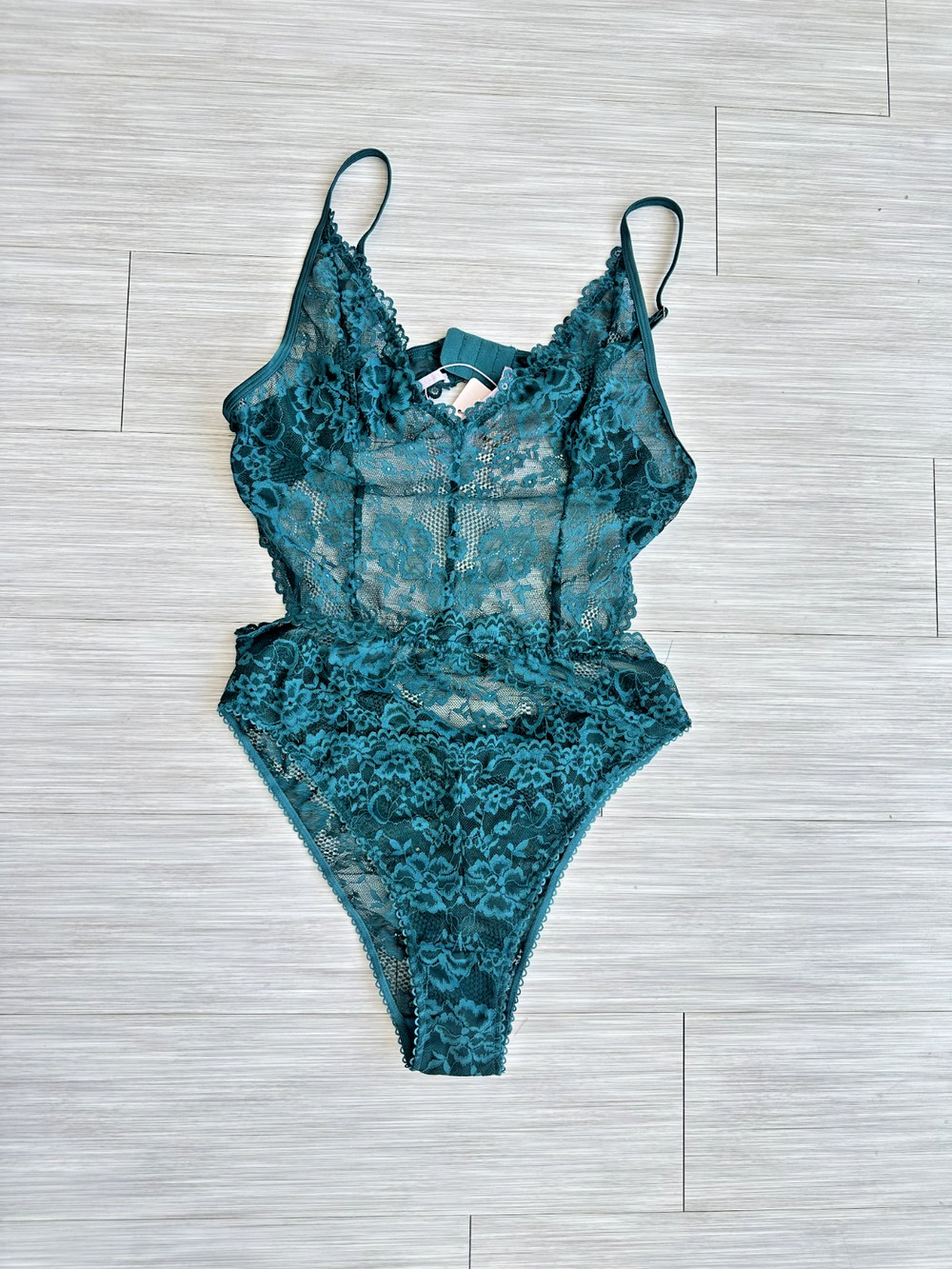 NWT Savage X Fenty by Rihanna Teal Blue Lace Bodysuit Lingerie Size XL